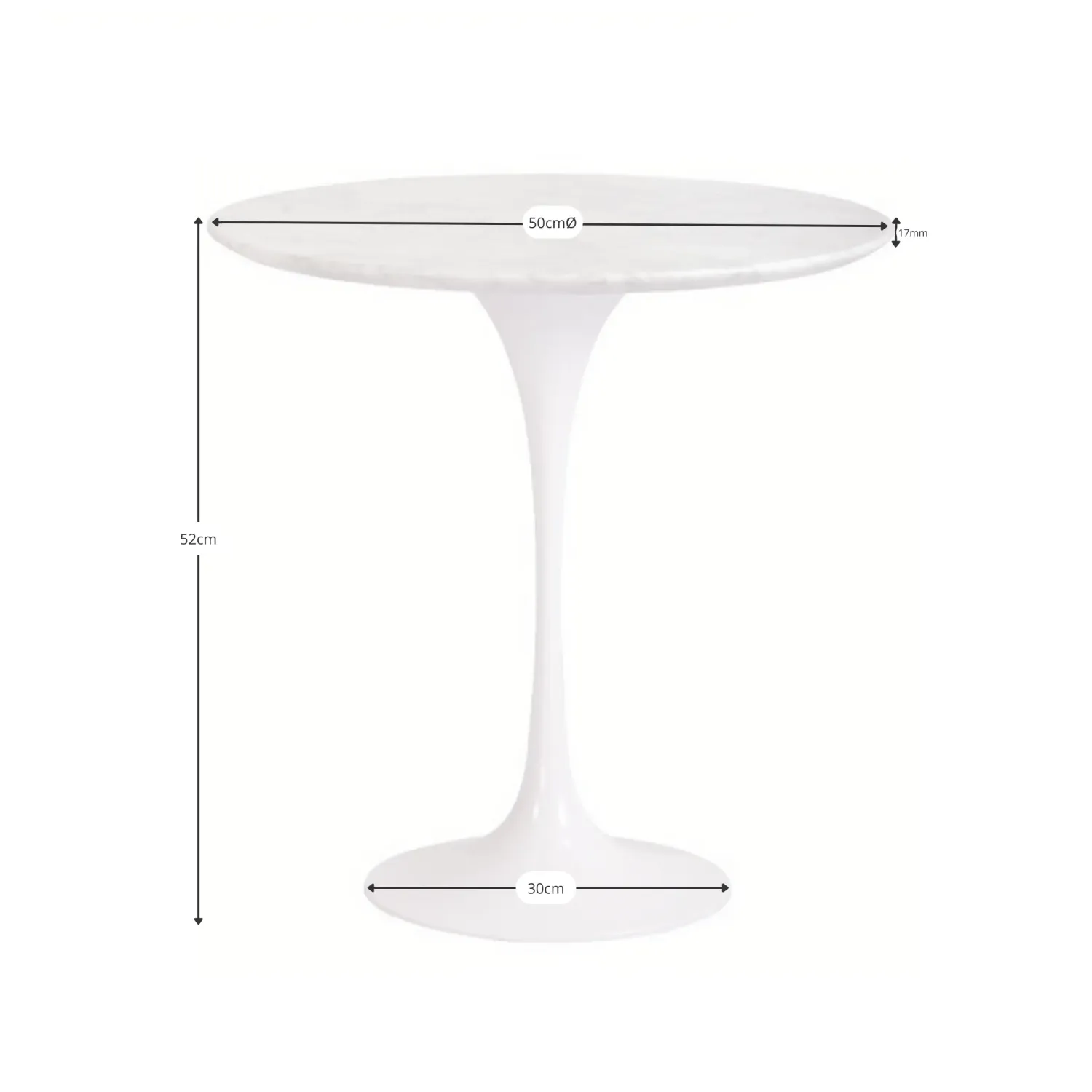 Tavolino Inspiration Tulip Side Marmo di Carrara Ø50 cm | Mobilie Design