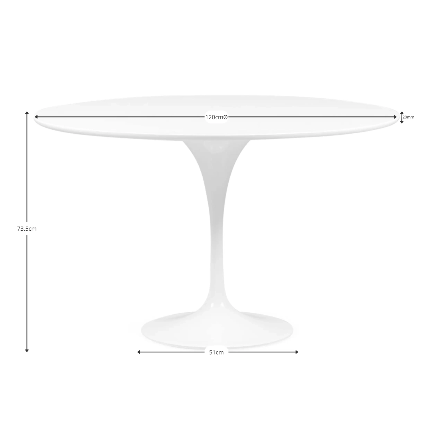 Inspiration Dining Table Style Tulip  120cm - Mueble Design