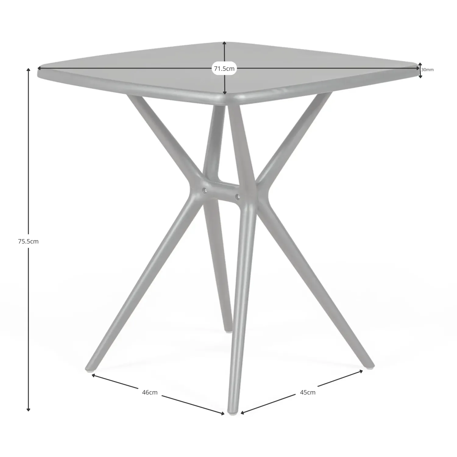 Gartentisch Moises 72 cm | Modern, leicht und stabil | Für drinnen und draußen
