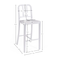 Tamborete Navi Army 66 cm em alumínio | Design industrial elegante
