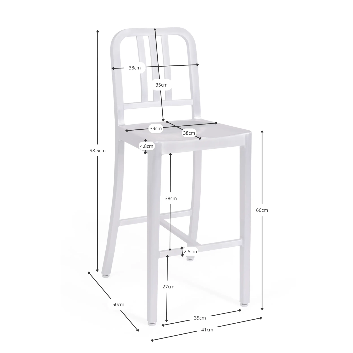 Hocker Navi Army 66 cm aus Aluminium | Stilvolles Industriedesign