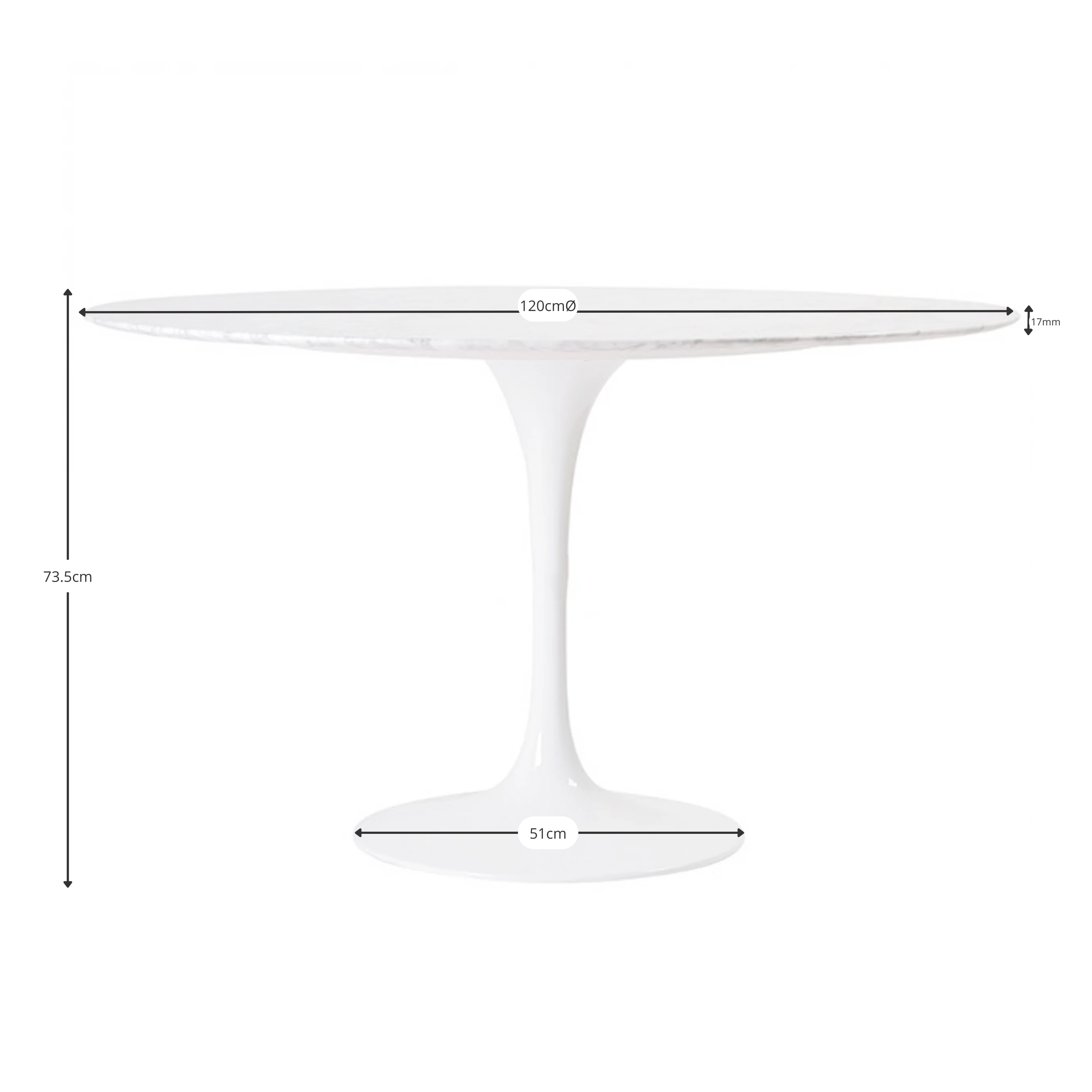 Ispirazione Tavolo design Tulip 120Ø in Marmo Carrara - Mobilie Design