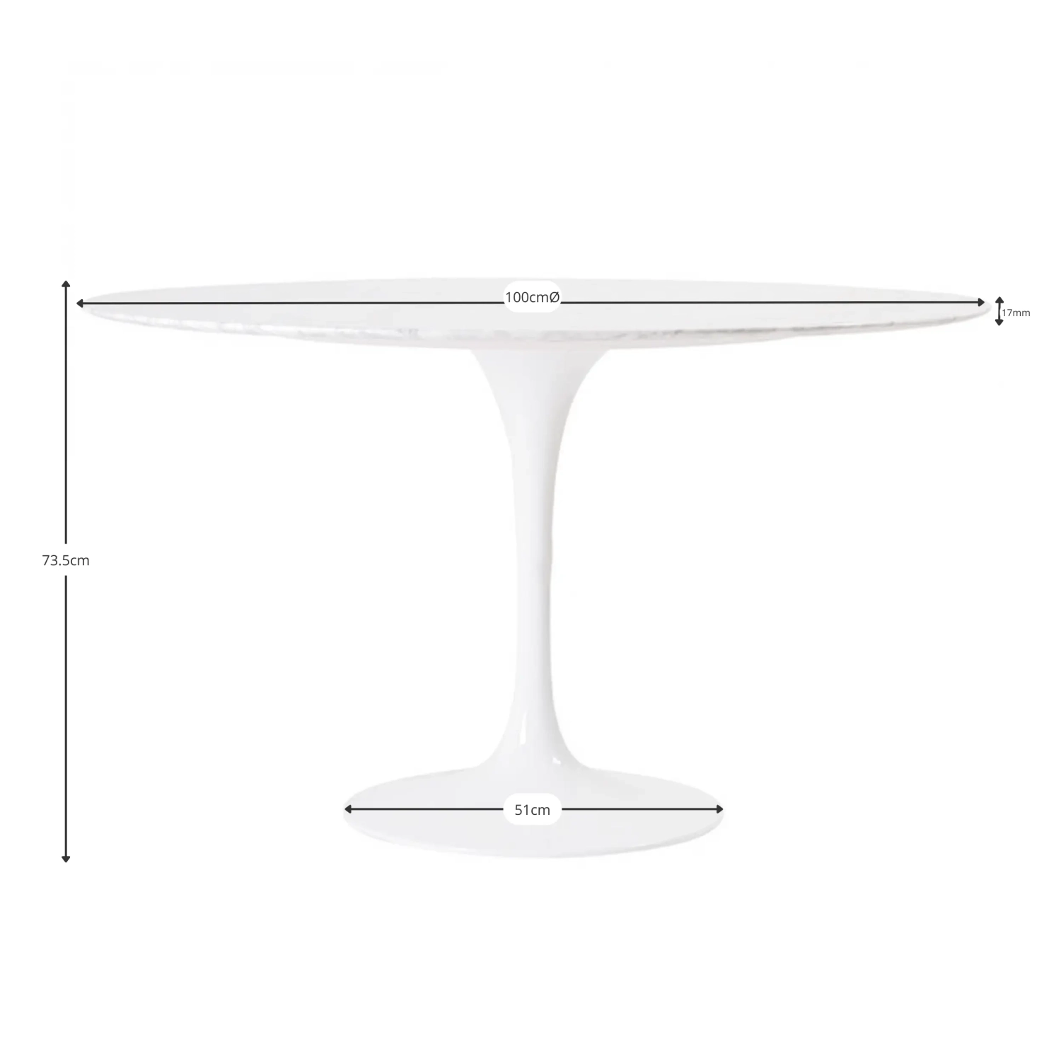 Designérský stůl Inspirace Tulip 100Ø v mramoru Carrara - design nábytku