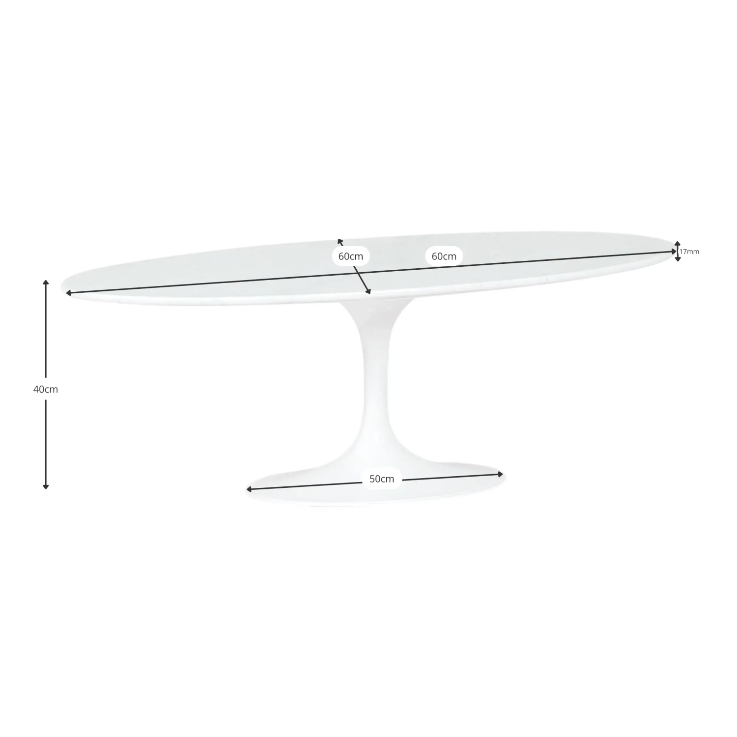 Mesa de Café Inspiration Tulip em Mármore Carrara - Design de Móveis