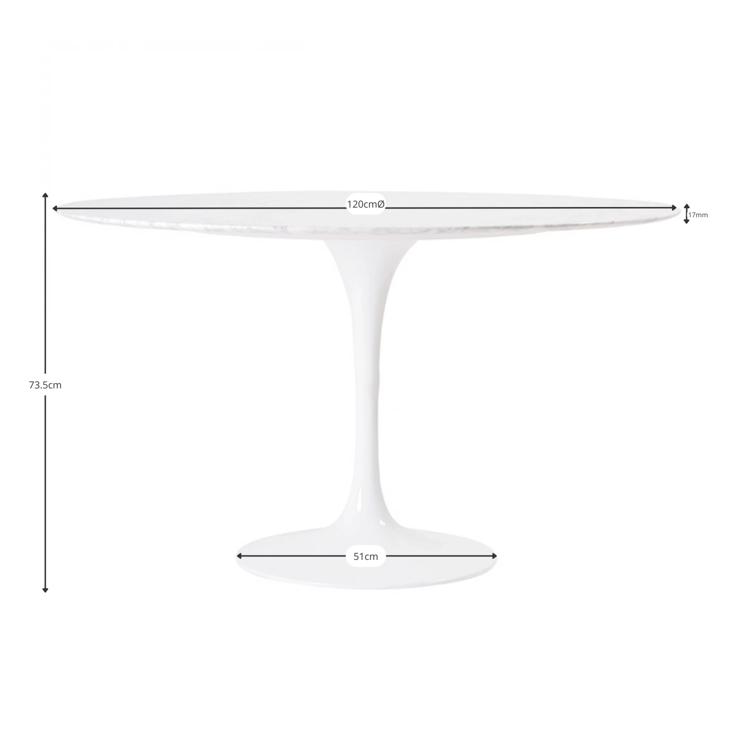 Mesa de Jantar Inspiration Tulip em Mármore Marquina - Móveis Design