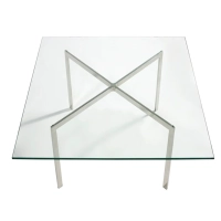 Table Mies Van Der Rohe 100x100cm : Verre trempé et acier inoxydable