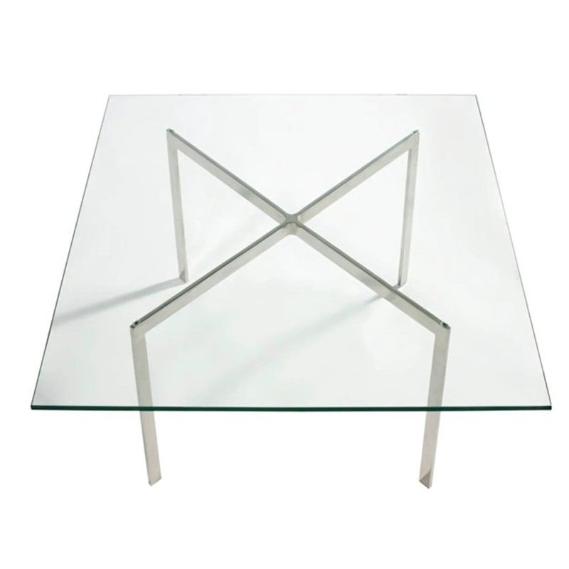 Mesa Mies Van Der Rohe 100x100cm | Cristal Templado y Acero Inoxidable
