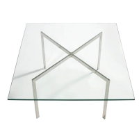 Tavolo Mies Van Der Rohe 100x100cm : Vetro temperato e acciaio inossidabile