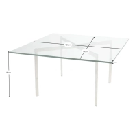 Tavolo Mies Van Der Rohe 100x100cm : Vetro temperato e acciaio inossidabile