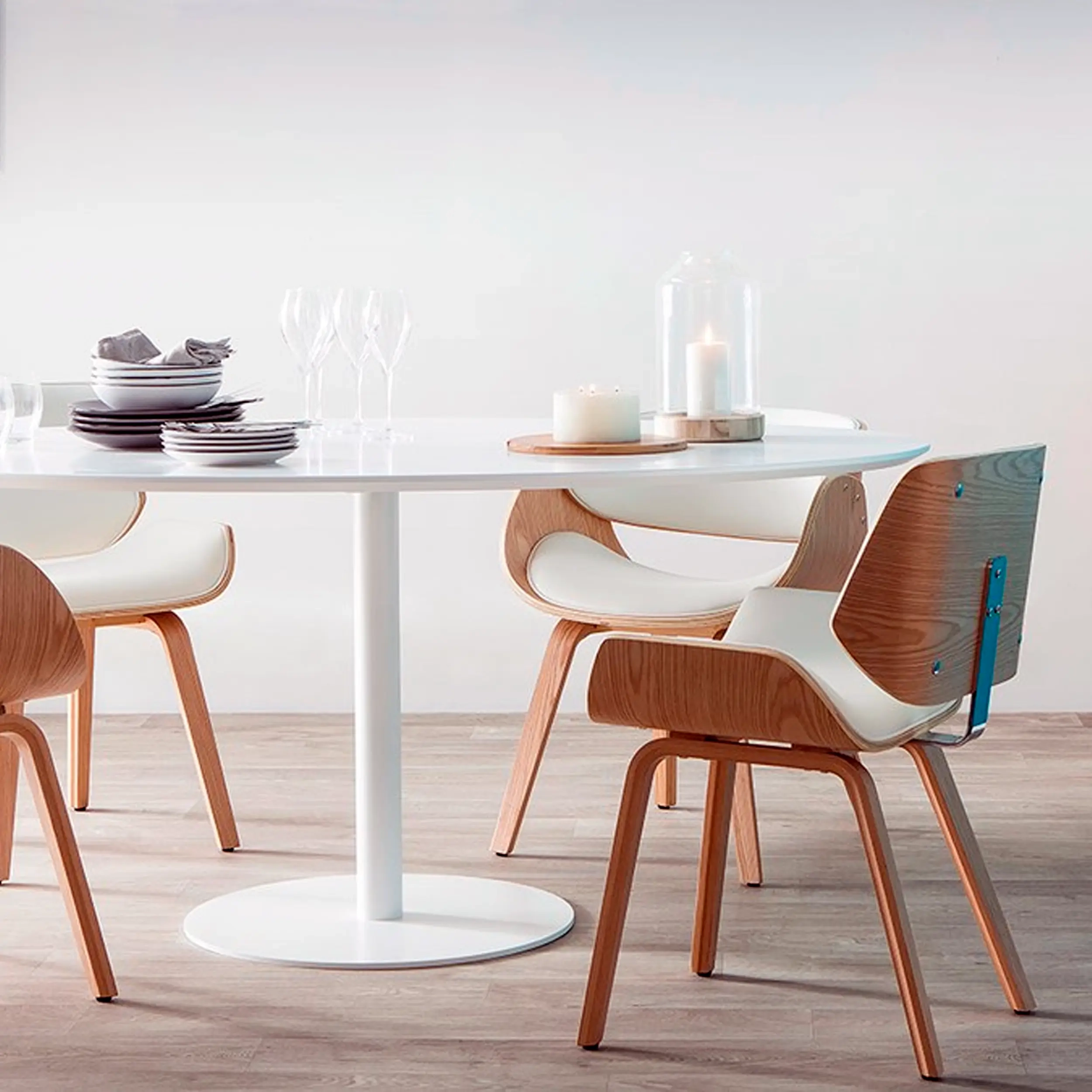 Sedia in legno compensato d'acero Nordic con cuscino in similpelle | Stile Scandinavo