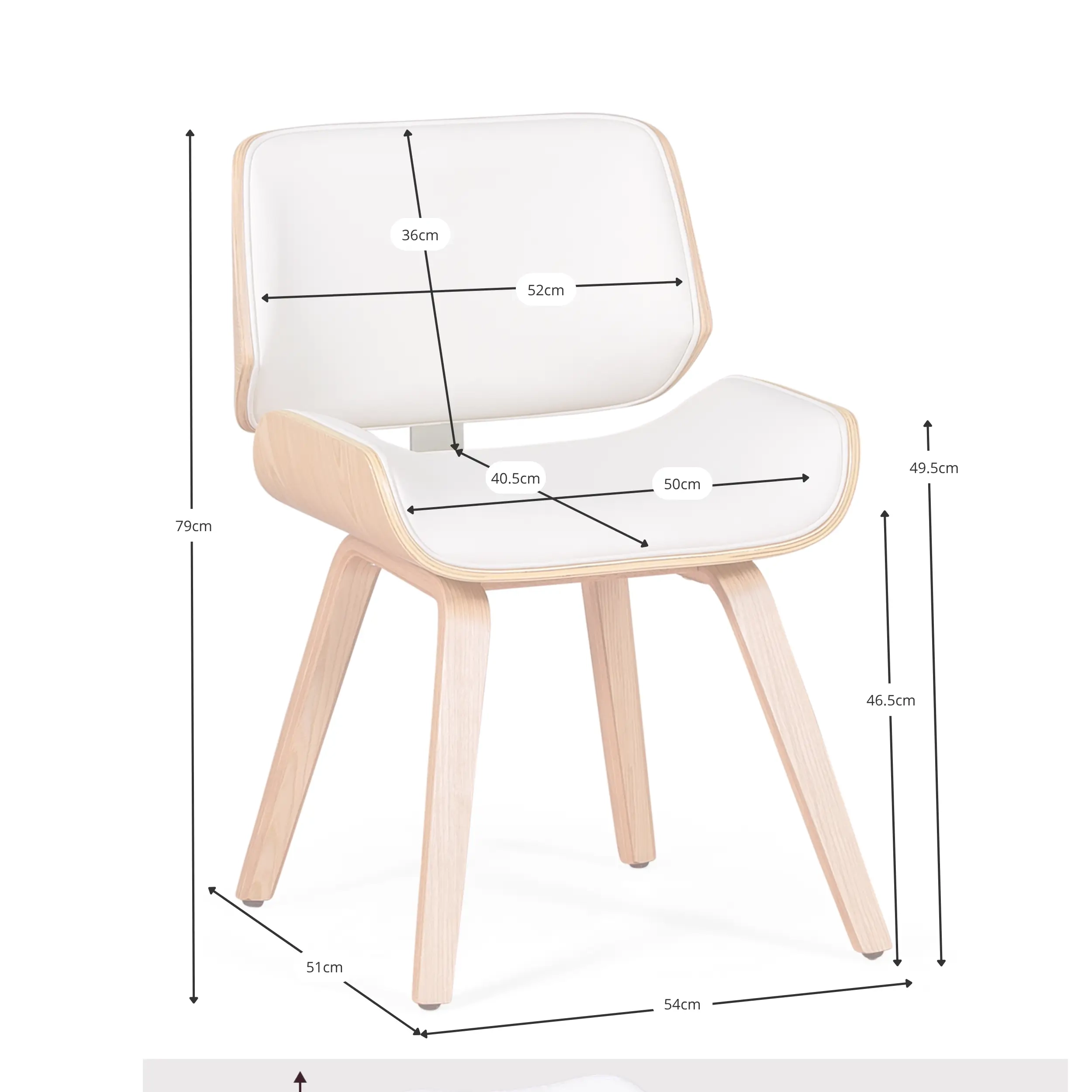 Sedia in legno compensato d'acero Nordic con cuscino in similpelle | Stile Scandinavo