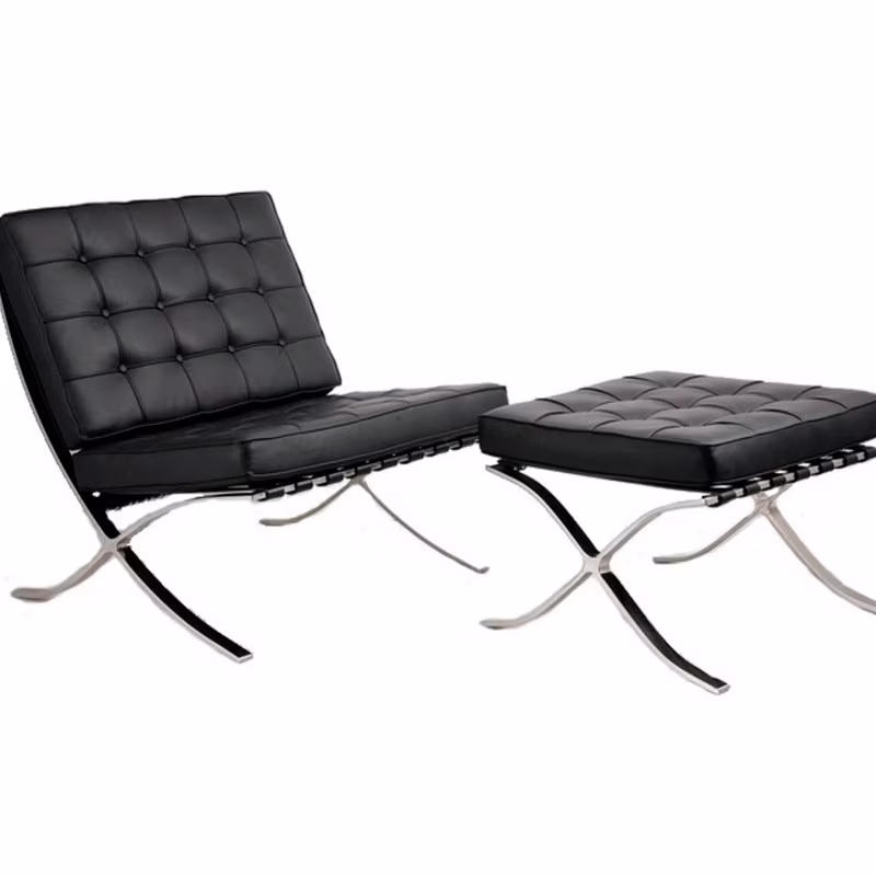 Inspiration Barcelona stol med konstläder fotstöd - MuebleDesign