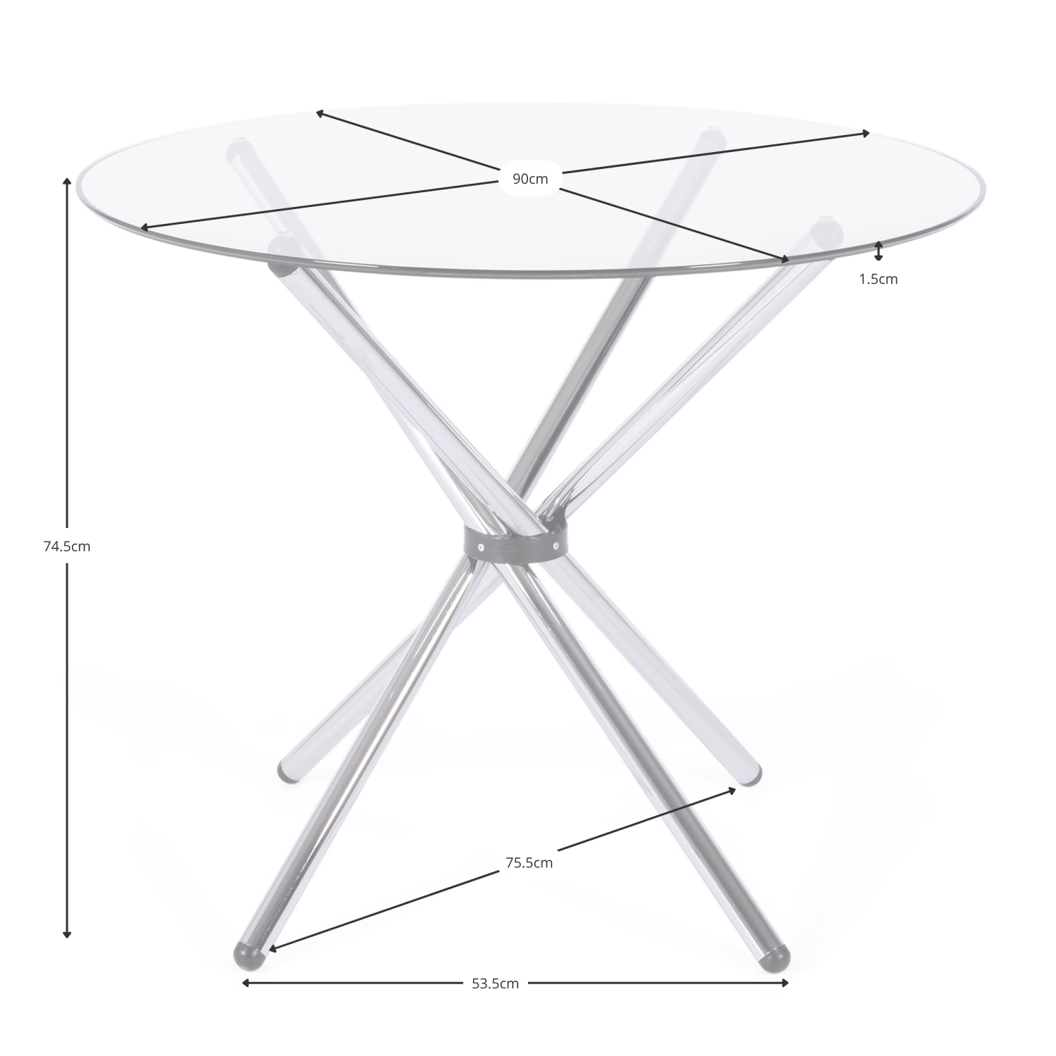 Round Glass Table 80 cm | Modern Design for Kitchen and Dining Room