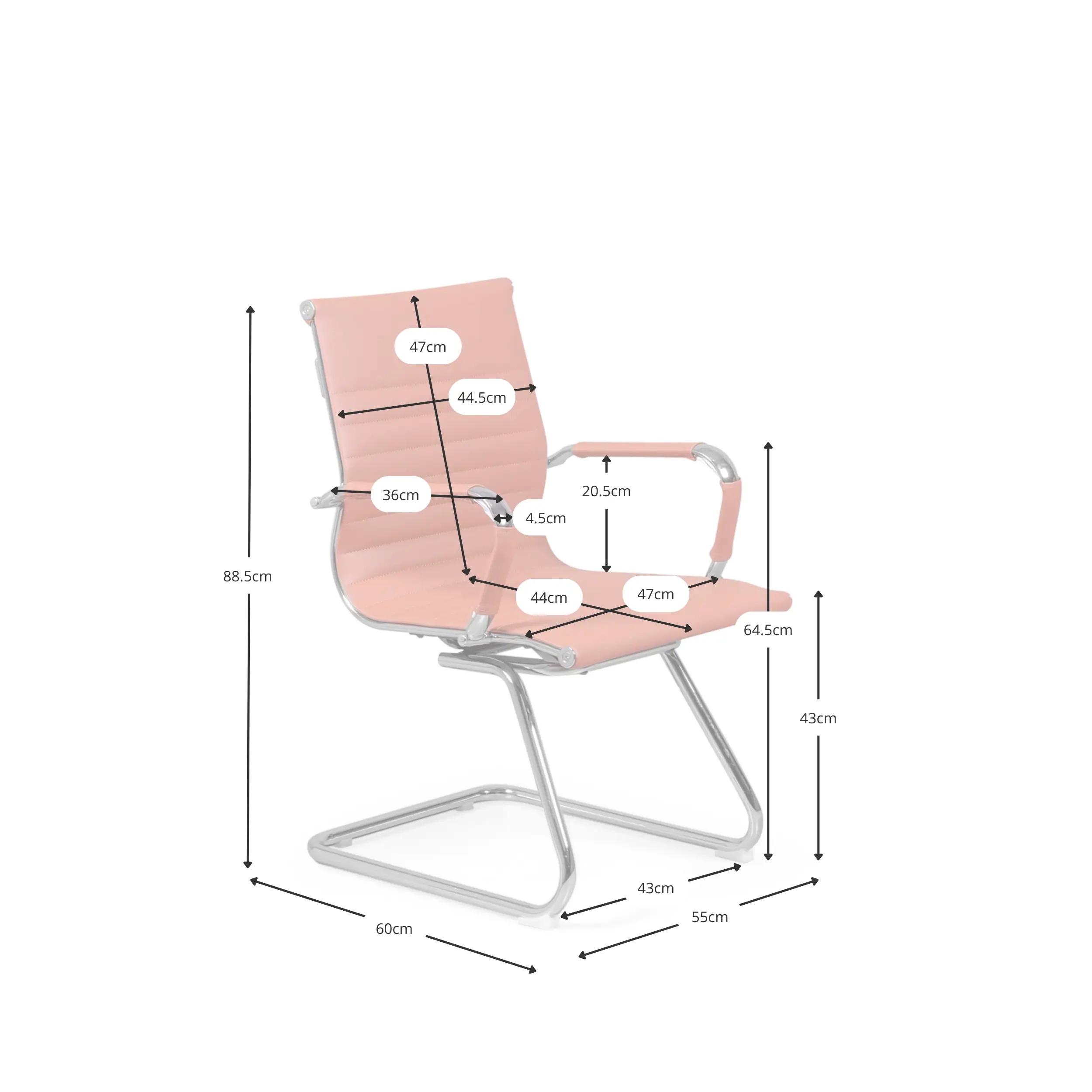 Sedia da Ufficio Alu LB Senza Ruote in Similpelle - Mobilie Design