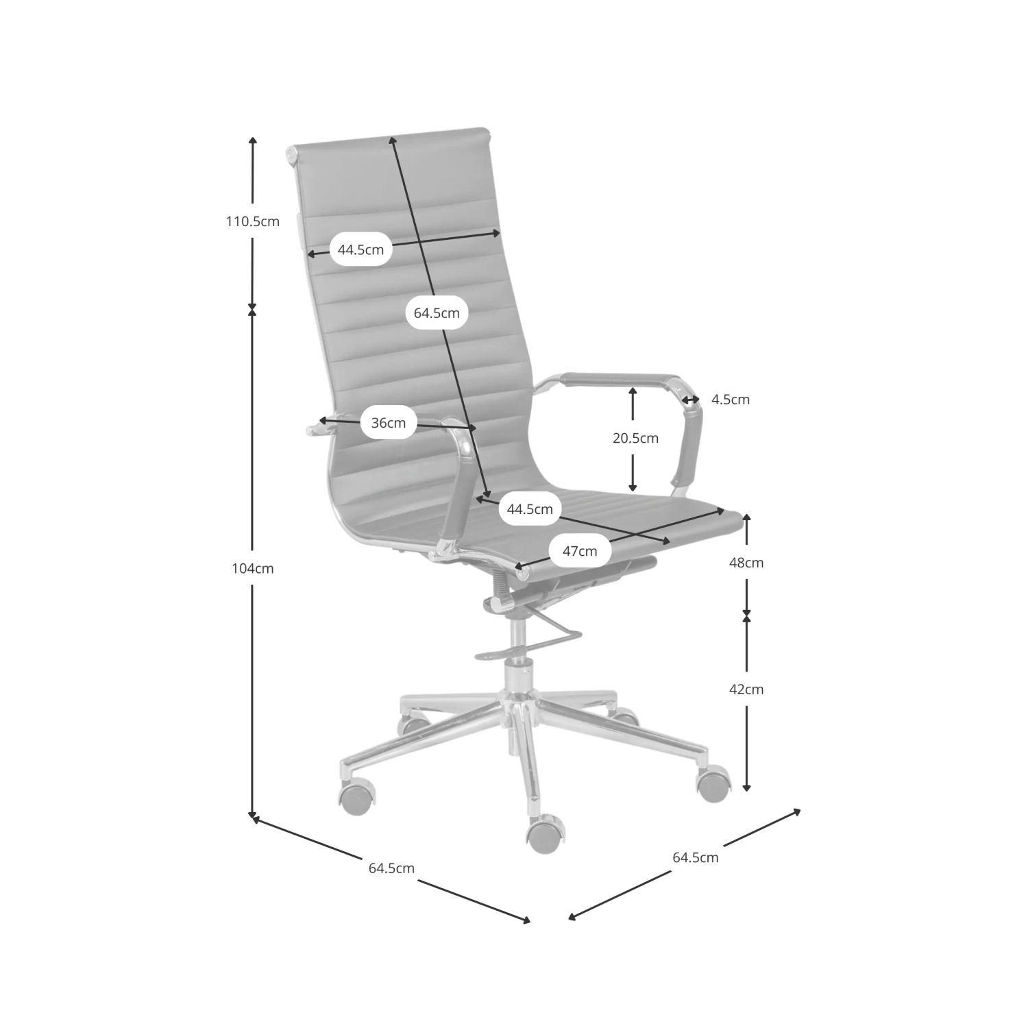 Task high back office chair : Ergonomics and modern design in eco-leather