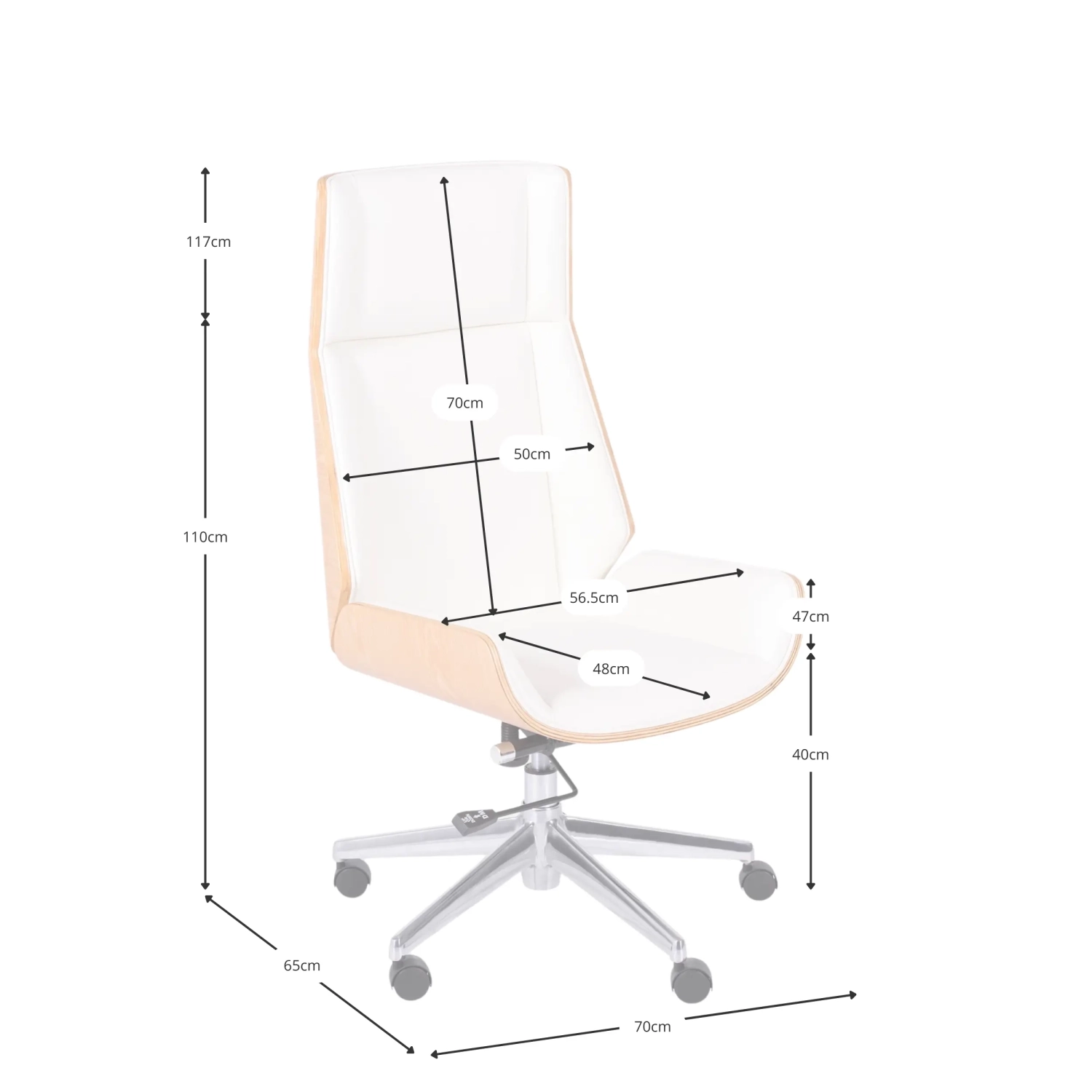Silla oficina Nordic Highback en arce y polipiel blanca - Mueble Design