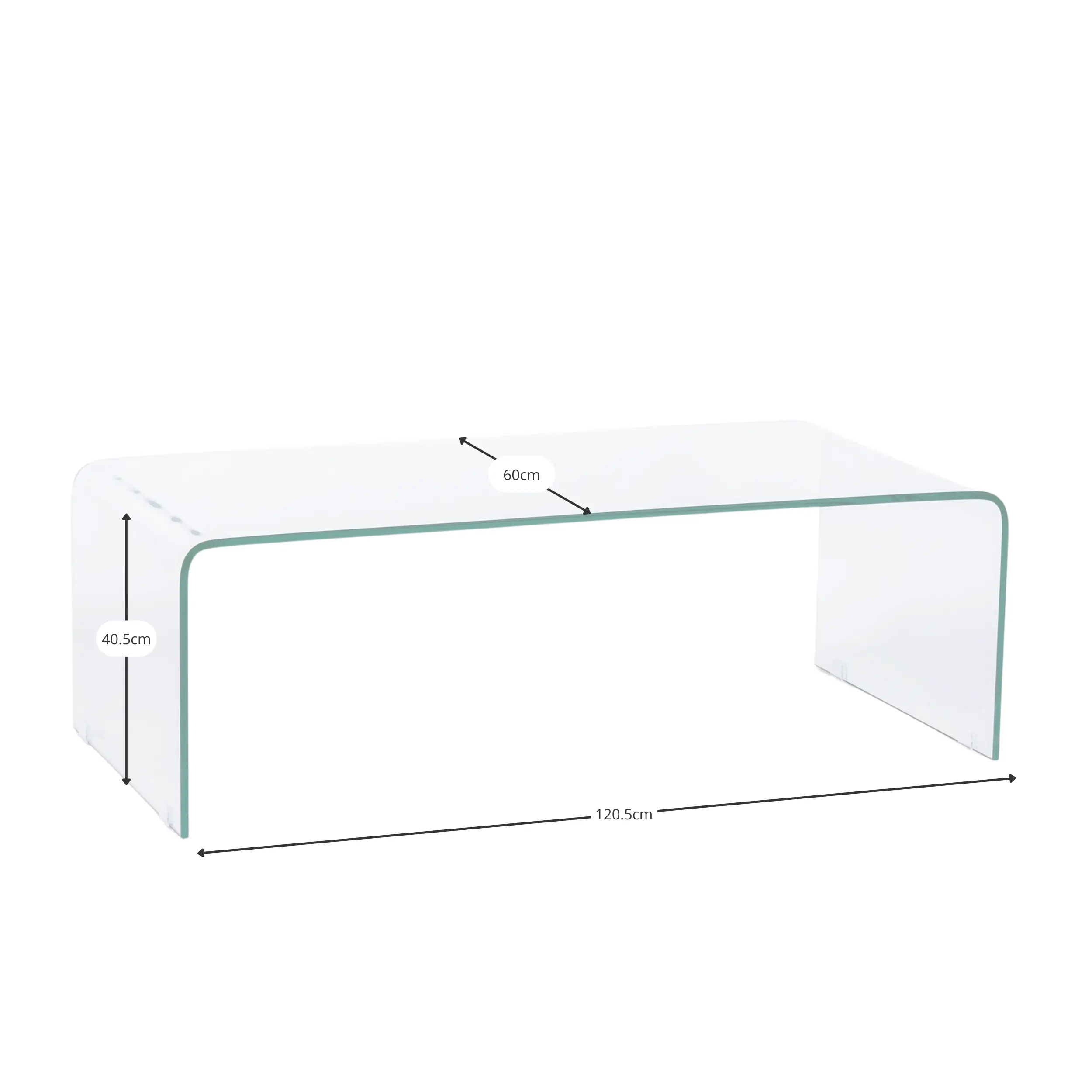 Tavolino Coffee Ice : vetro temperato trasparente da 12 mm