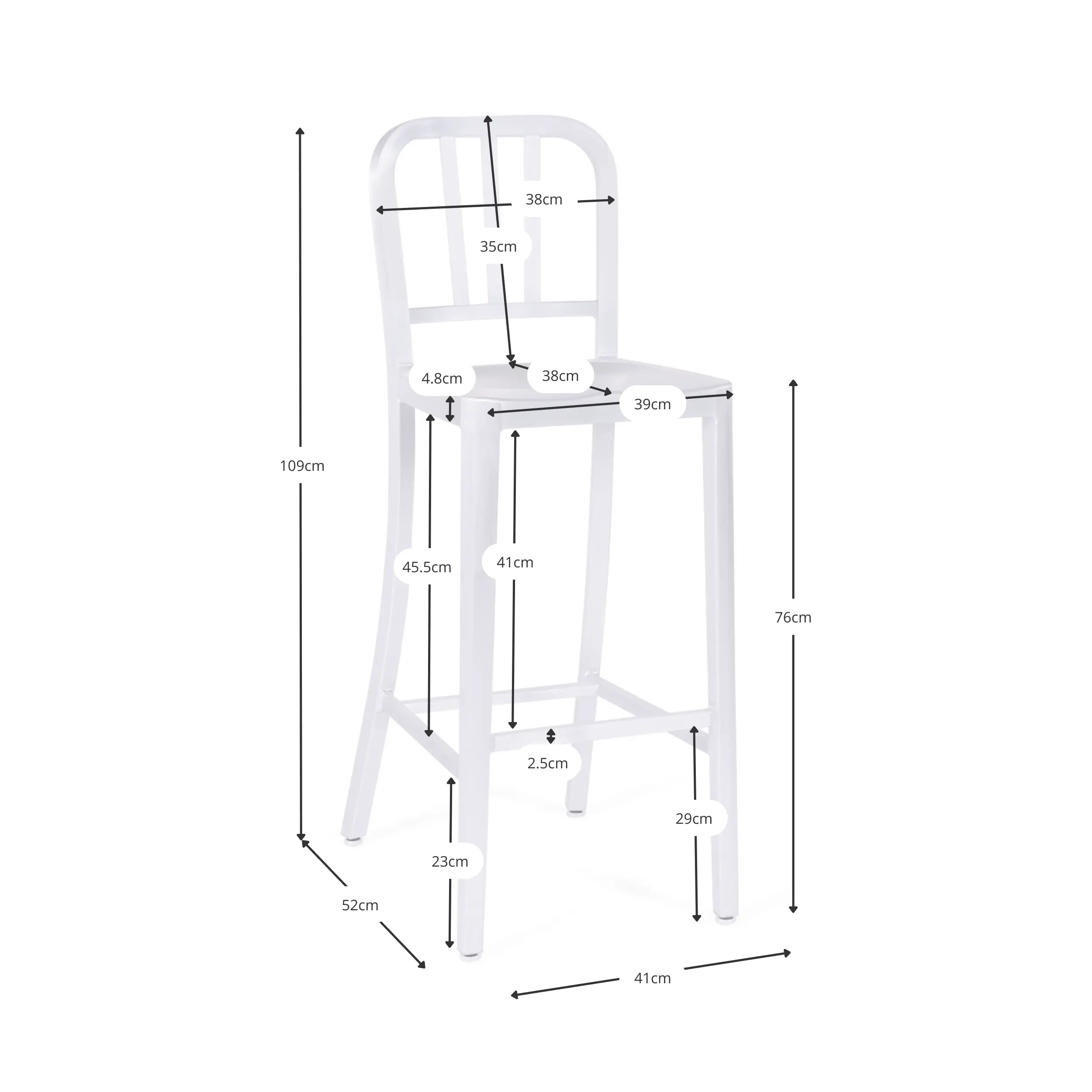 Replica dello sgabello in alluminio dell'Esercito della Marina - design industriale iconico