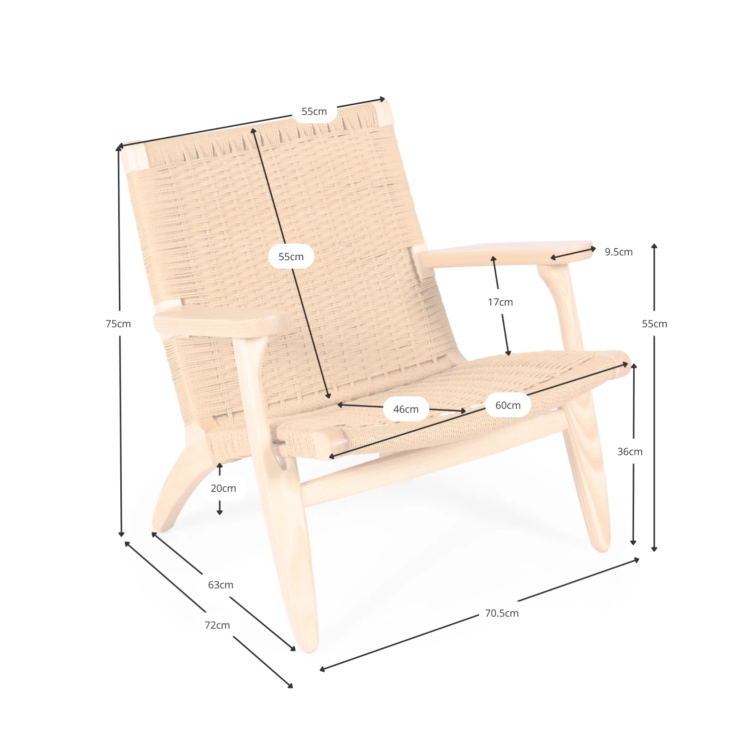 Catani CH25 armchair | Scandinavian design in ash and natural rope