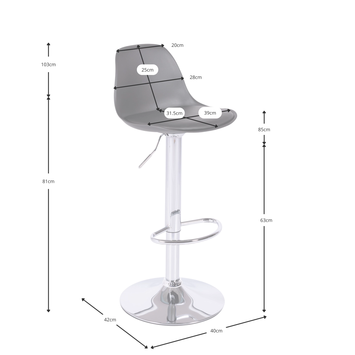 Taburete regulable Kansas | Diseño moderno y ergonómico