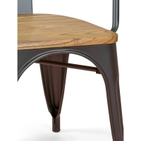 Bistro Arms Wood Chair | Industrial Chair with Armrests and Wooden Seat