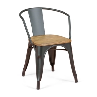 Bistro Krzesło Arms Wood | Przemysłowe krzesło z podłokietnikami i drewnianym siedziskiem