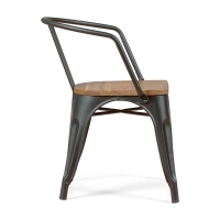 Bistro Arms Wood Chair | Industriestuhl mit Armlehnen und Holzsitz