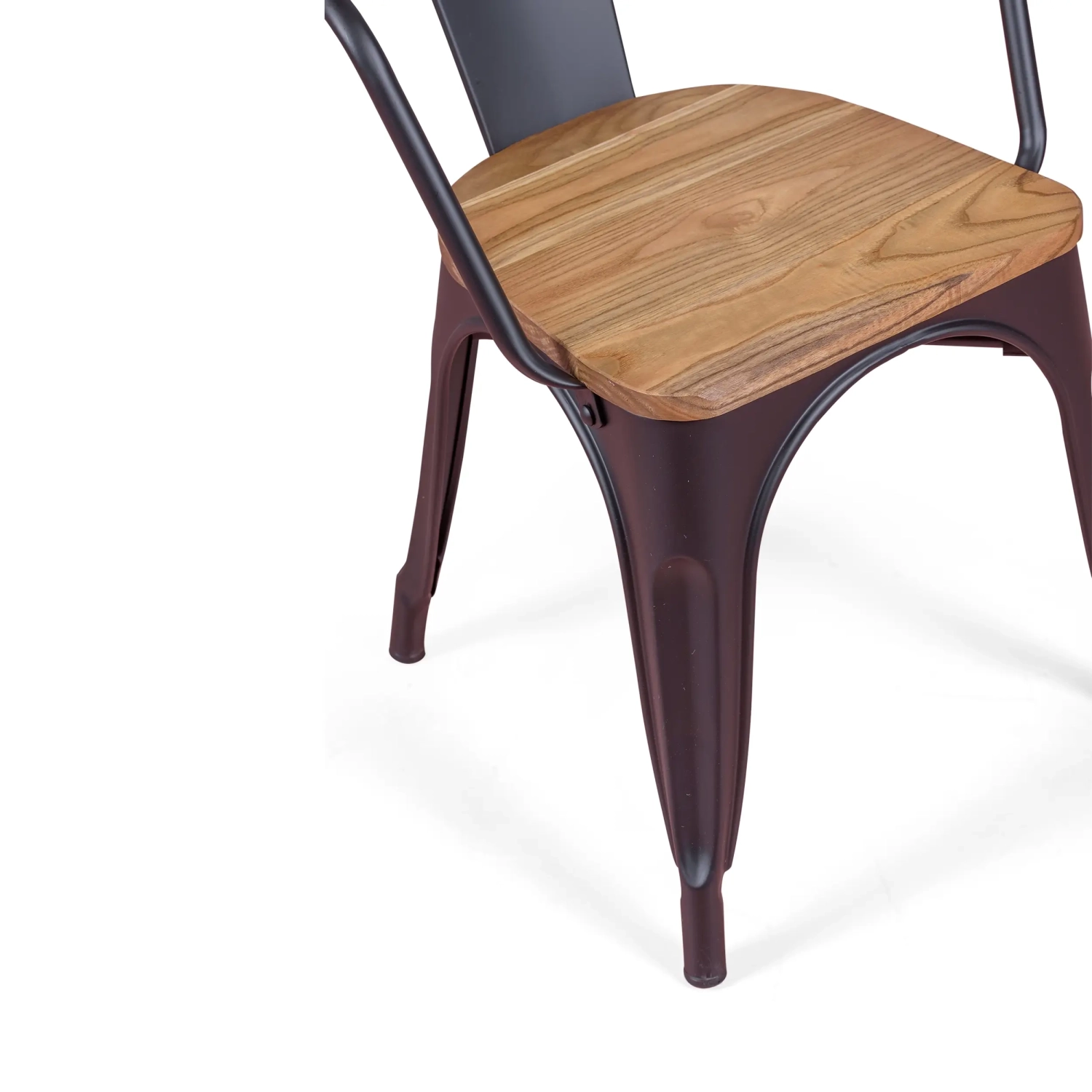 Bistro Arms Wood Chair | Industrial Chair with Armrests and Wooden Seat
