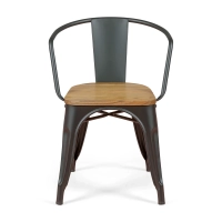 Bistro Arms Wood Chair | Teollinen tuoli käsinojilla ja puisella istuimella