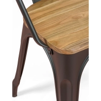 Bistro Arms Wood Chair | Industrial Chair with Armrests and Wooden Seat