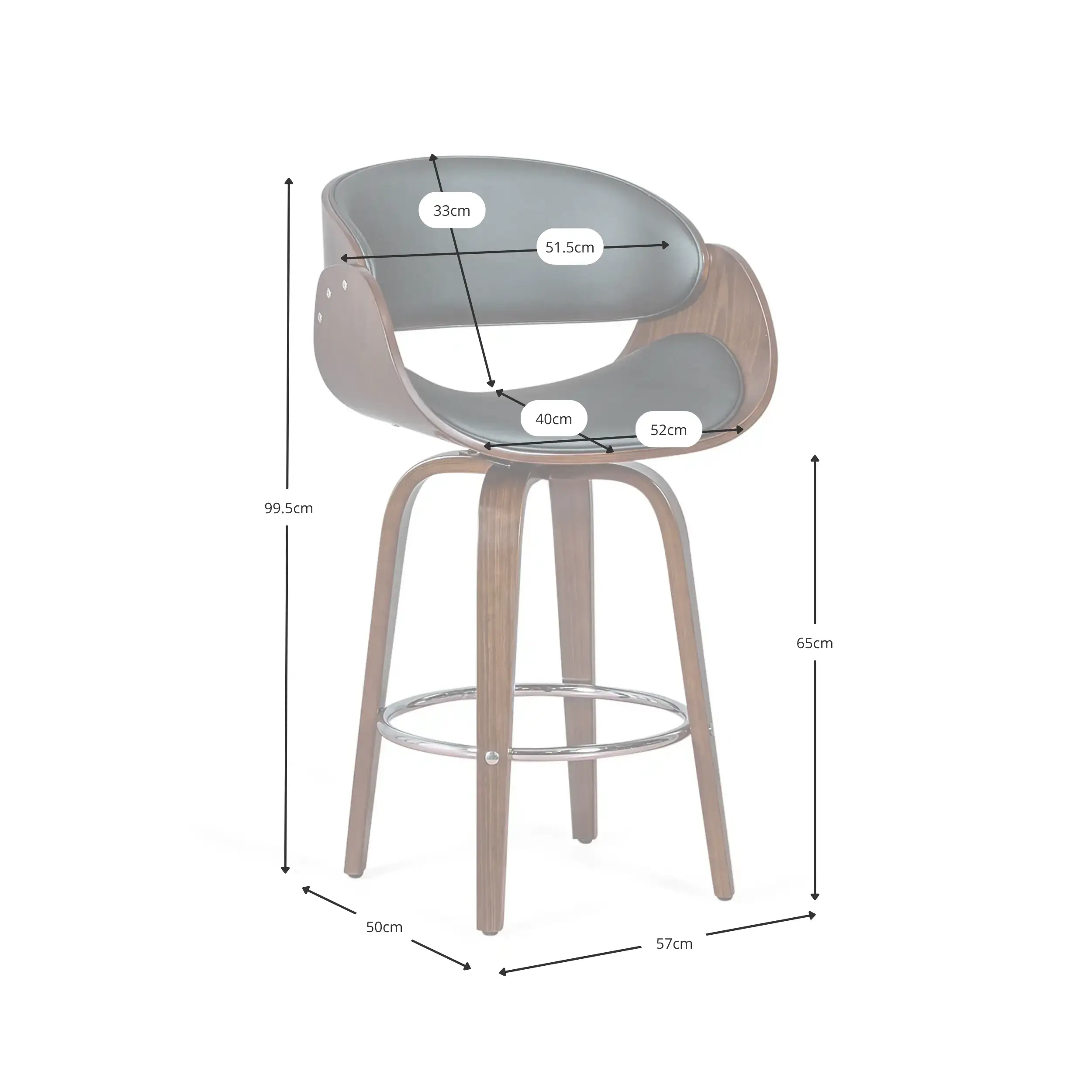 Sgabello Burrow 66 cm - Sgabello elegante e confortevole scandinavo in similpelle Mobilie Design