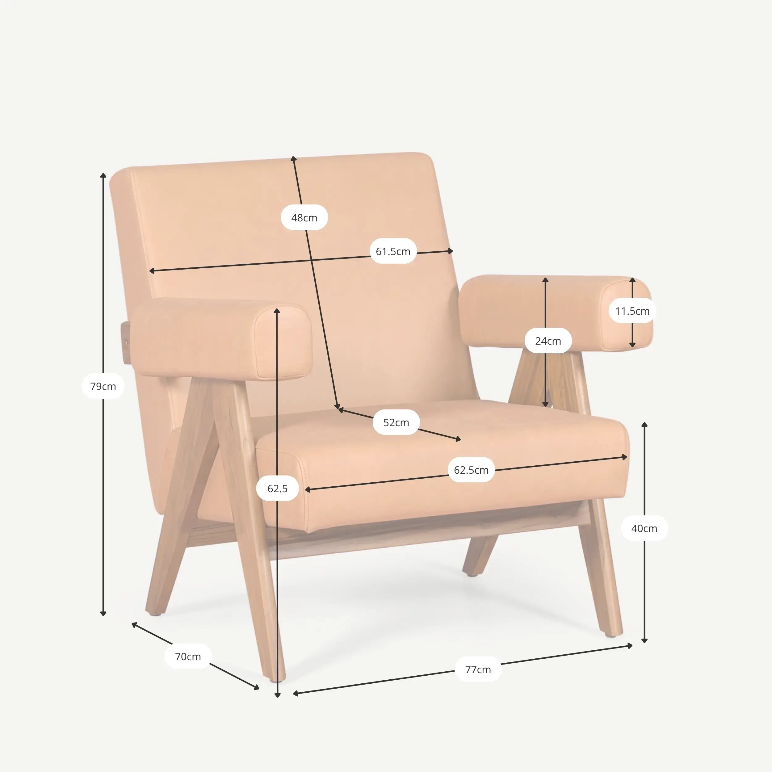 Poltrona lounge Compass - Retro-vintage in pelle italiana - - Mobilie Design