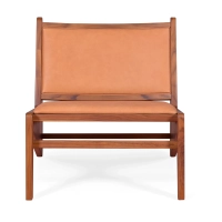 Lounge fauteuil Compass bekleed in hout en leder - Geen probleem Mobelarium
