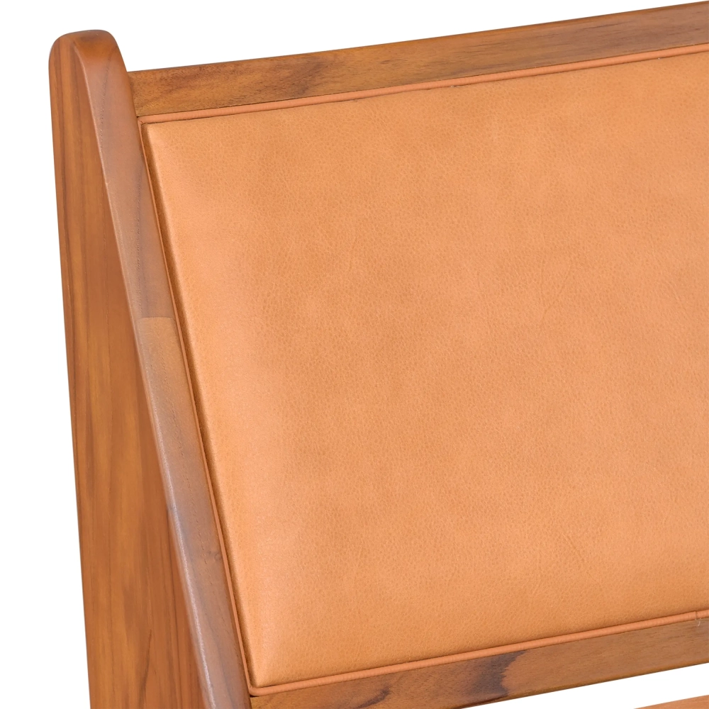 Poltrona lounge Compass imbottita in legno e pelle - Mobilie Design