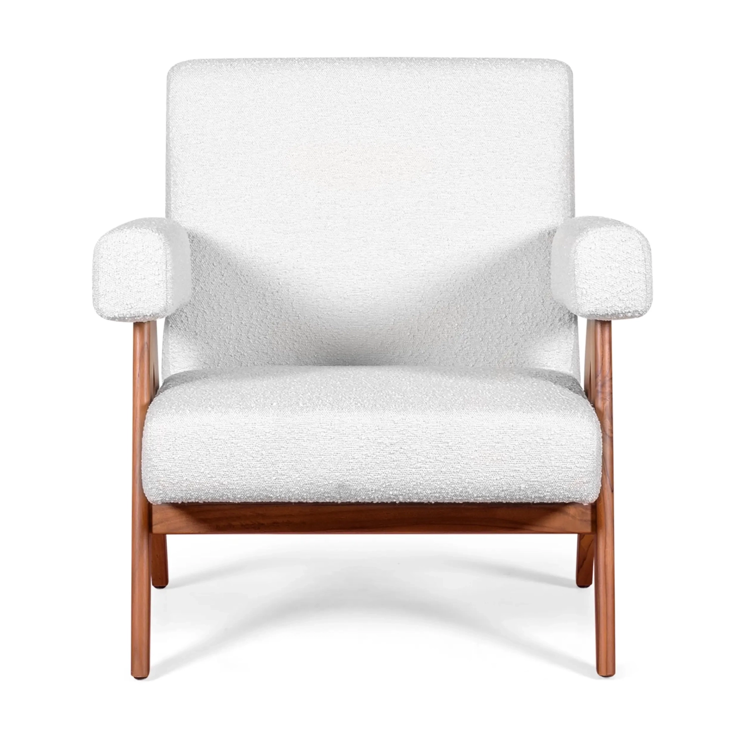 Confort Lounge Sessel Compass aus Holz und Boucle - Mobelarium