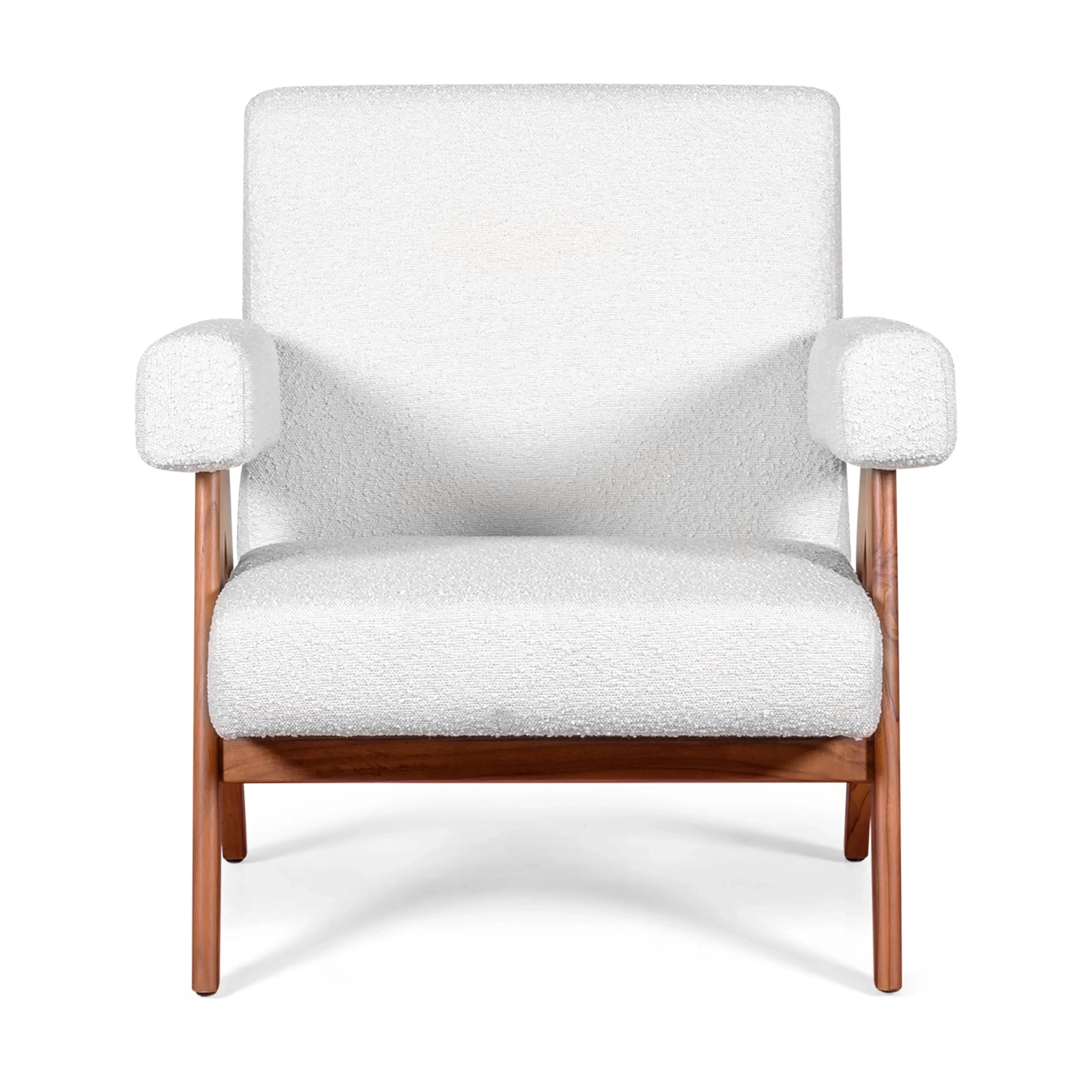 Poltrona lounge Confort Compass in legno e boucle - Mobilie Design