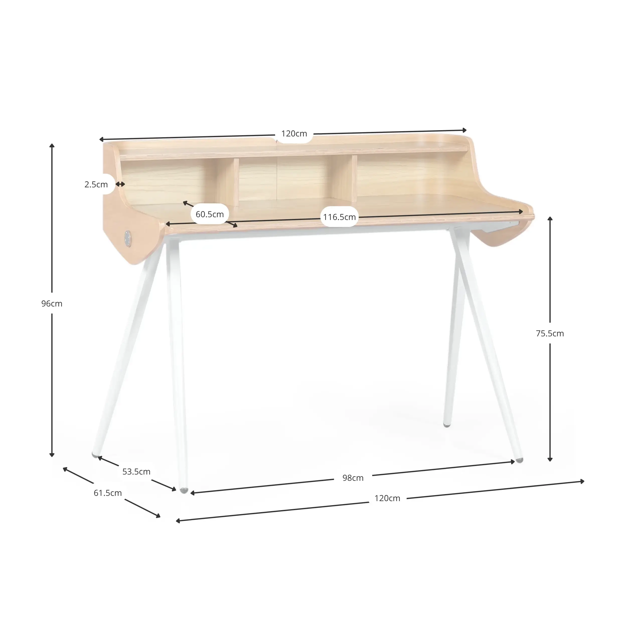 Tavolo da scrivania Oakland - Legno di quercia e design moderno - - Legno di quercia e design moderno Mobilie Design