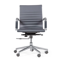 Task office chair with low backrest | Modern design in leatherette and chrome-plated steel
