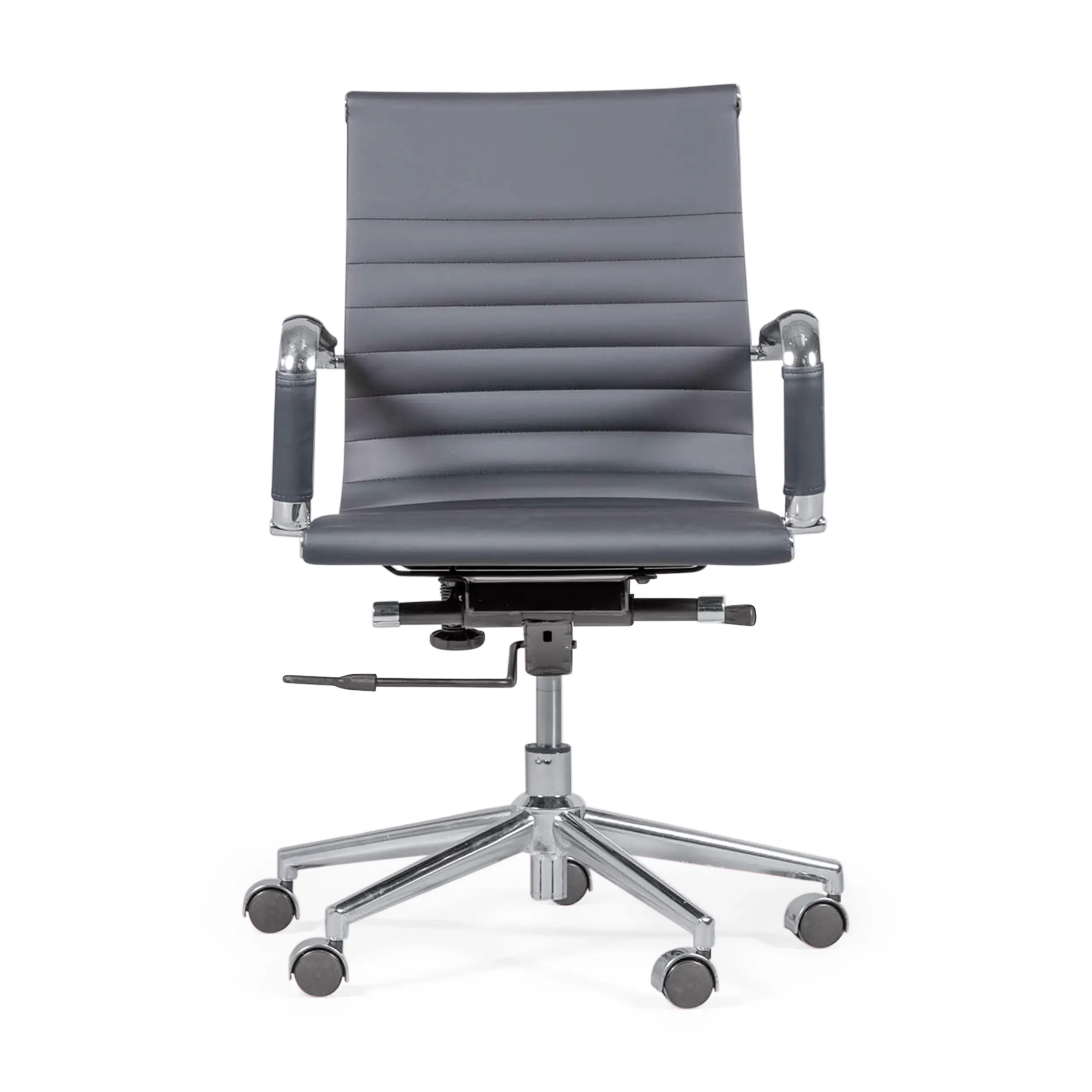 Sedia operativa per ufficio con schienale basso | Design moderno in similpelle e acciaio cromato