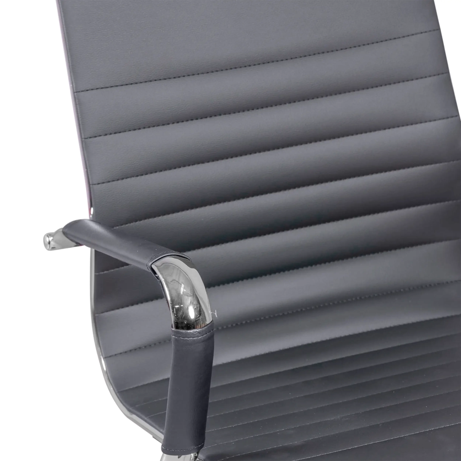 Task office chair with low backrest | Modern design in leatherette and chrome-plated steel