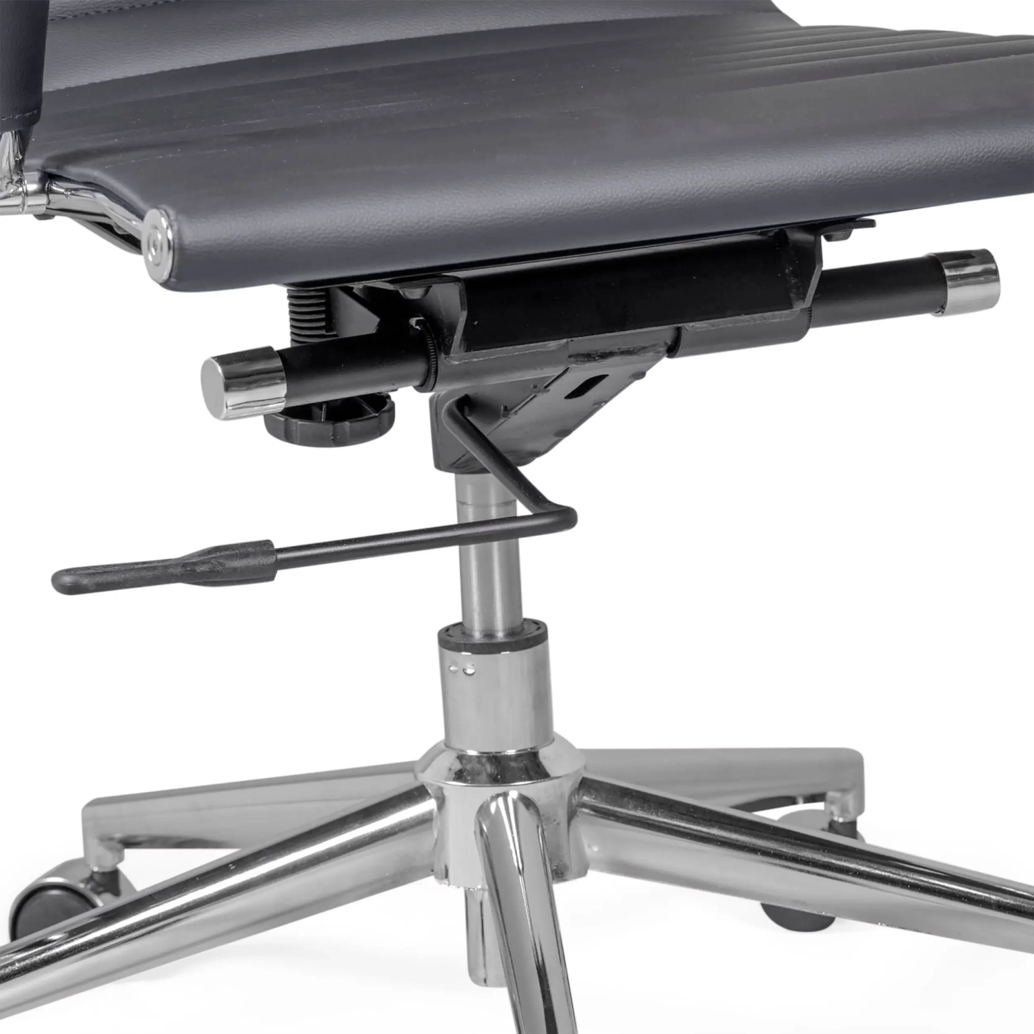 Task office chair with low backrest | Modern design in leatherette and chrome-plated steel