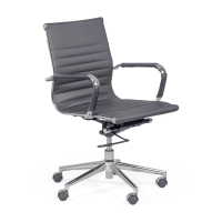 Task office chair with low backrest | Modern design in leatherette and chrome-plated steel