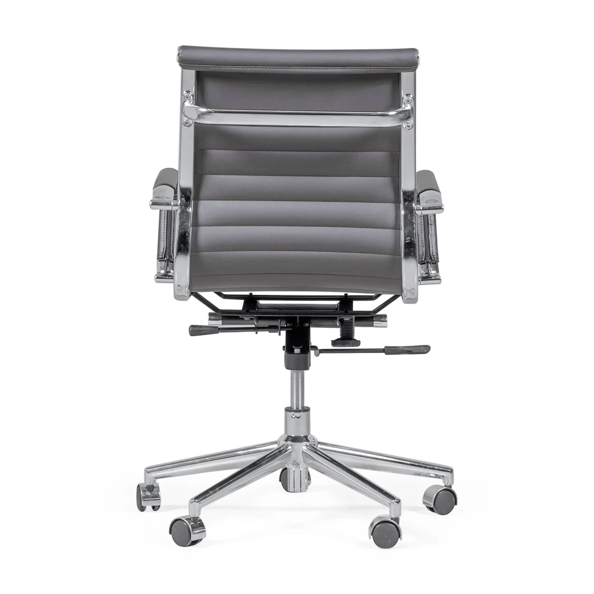 Sedia operativa per ufficio con schienale basso | Design moderno in similpelle e acciaio cromato