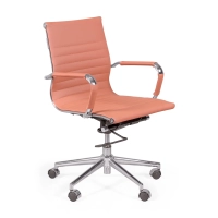 Kontorsstol med lågt ryggstöd | Modern design i konstläder och förkromat stål