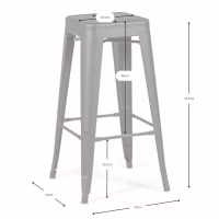 Taburete industrial Bistro 76 cm | Acero brillante apilable