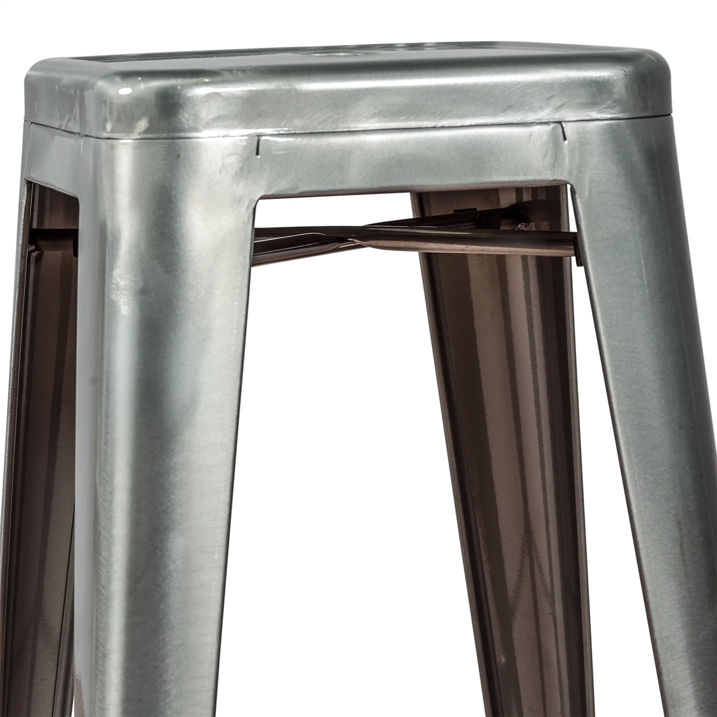 Sgabello Bistro industriale 76 cm | Acciaio brillante impilabile