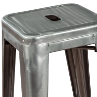 Tamborete industrial Bistro 76 cm | Aço brilhante empilhável