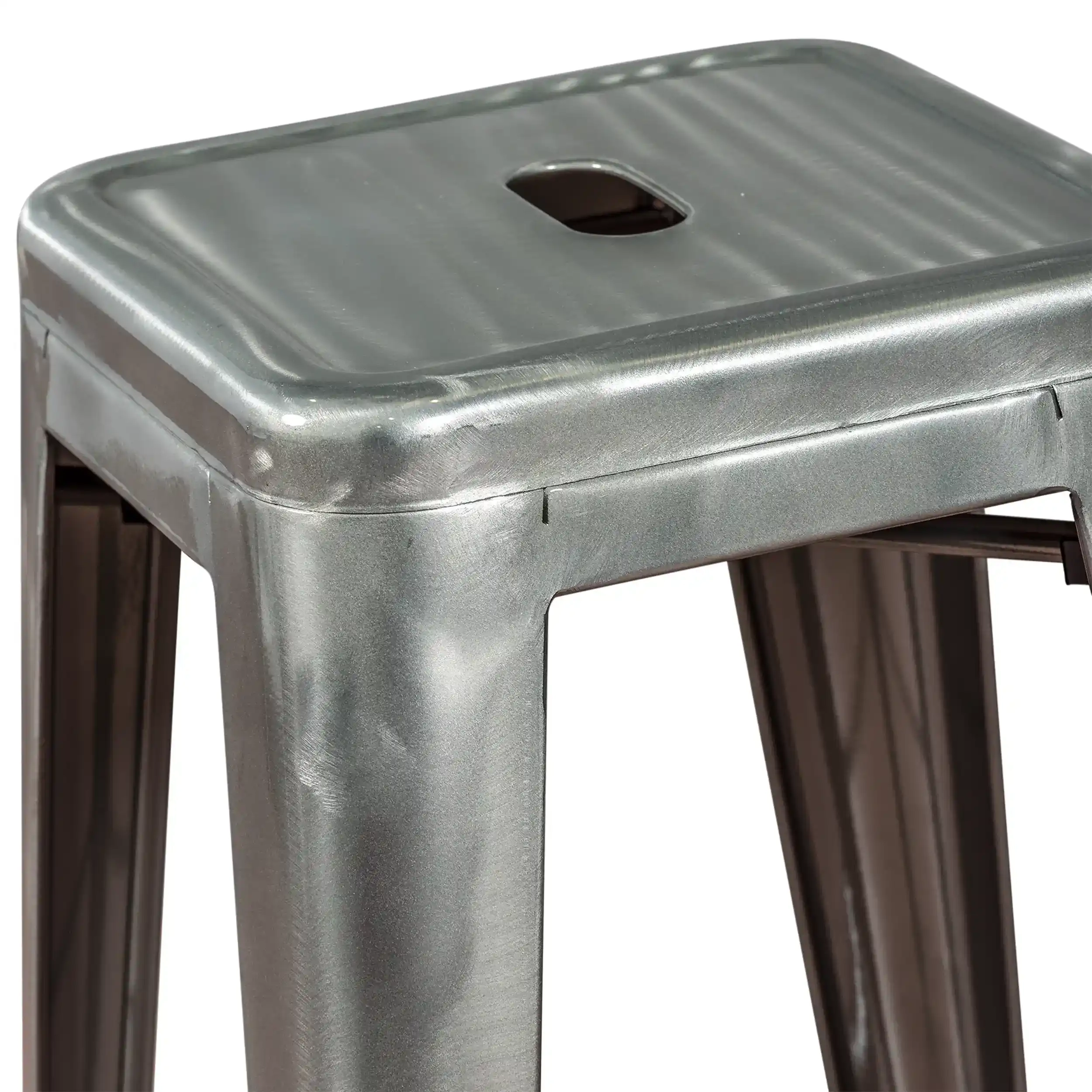 Sgabello Bistro industriale 76 cm | Acciaio brillante impilabile