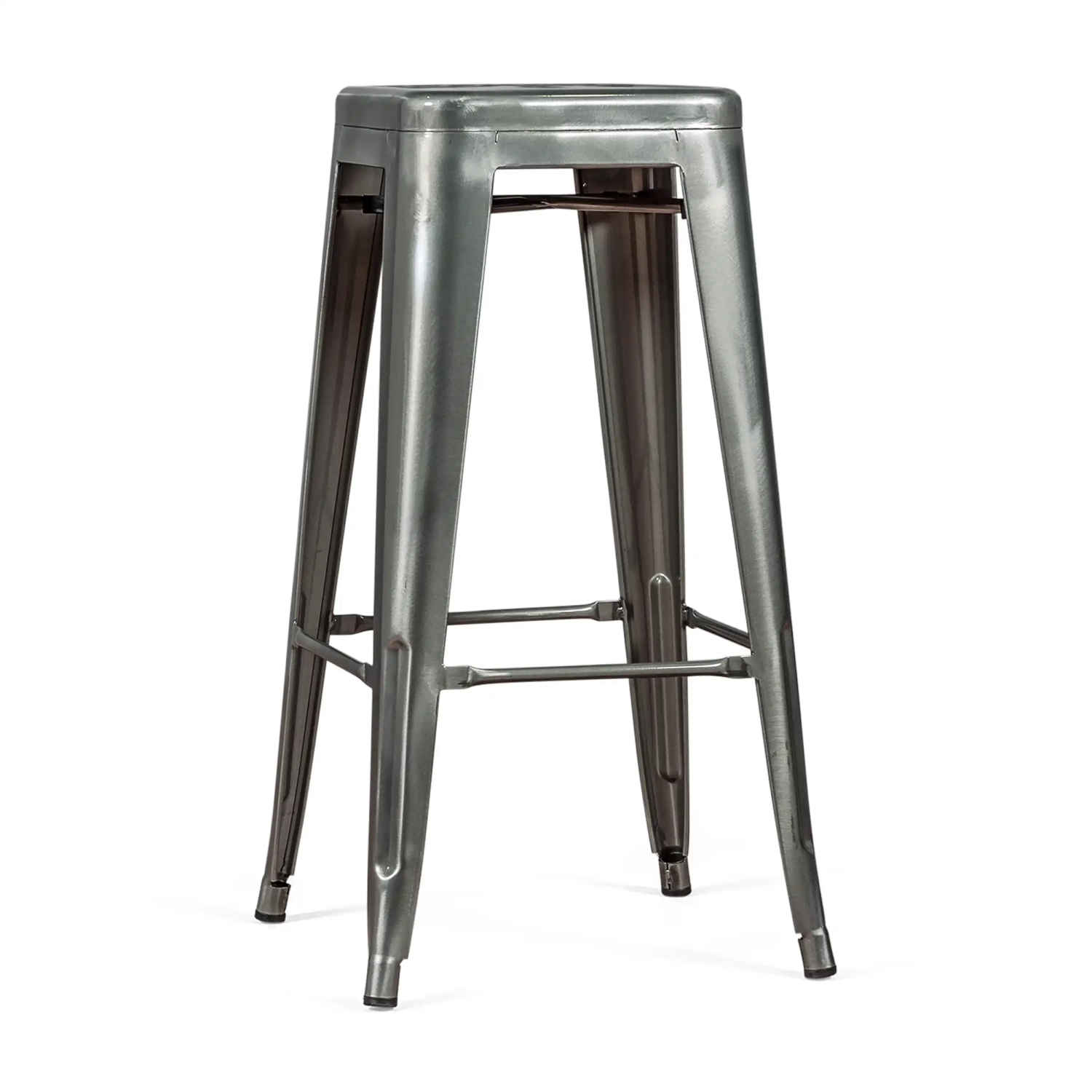 Tabouret industriel Bistro 76 cm | Acier brillant empilable