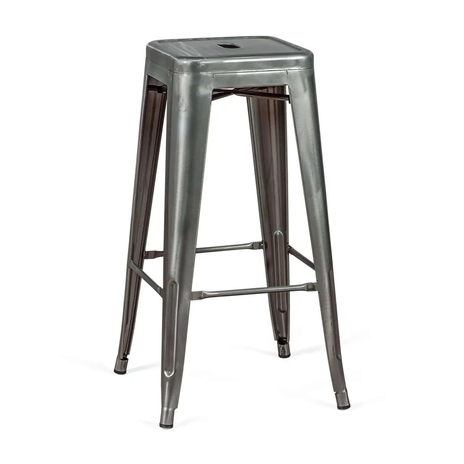 Taburete industrial Bistro 76 cm | Acero brillante apilable